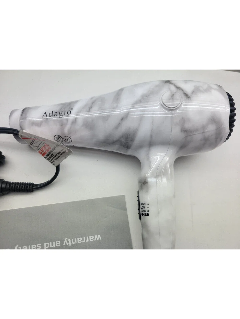 Adagio Professional 2500 Blow Dryer Hair Dryer - Marbled Grey / White  **NWOB**